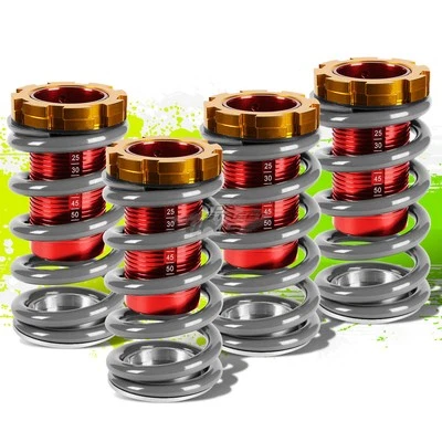 MUELLE COILOVER AJUSTABLE ROJO ESCALA 1-4" ALTURA PARA 88-00 CIVIC EG/EK/DC PLATEADO Foto 1 de 4