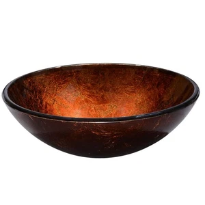 Lavabo vaso tondo vetro temperato bagno artistico vanità hotel lavandino - Foto 1 di 9