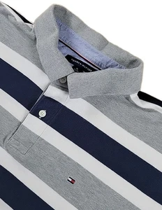 MENS TOMMY HILFIGER LONG SLEEVE POLO XL STRIPED SHIRT COTTON CLASSIC FIT - Picture 1 of 9