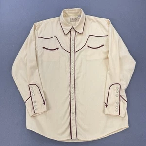 Vintage Scully Shirt Mens L Pearl Snap Button Cowboy Western Rodeo Smile Pocket - Picture 1 of 9