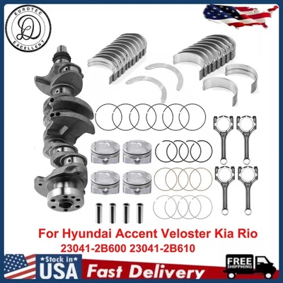 Crankshaft Rod Bearing Piston For Hyundai Accent Veloster Kia Rio Soul 1.6L G4FD Foto 1 de 4