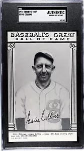 1974 Baseball HOF Exhibits (B&W) Eddie Collins Chicago White Sox - SGC Authentic - Picture 1 of 2