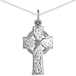 Nuevo Cruz y Cadena Cabeza Redonda Celta Pequeña Plata de Ley - Imagen 1 de 1