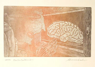 Holzstich Original FREIHEITSILLUSION von Robert Schanzenbacher - Bild 1 von 2