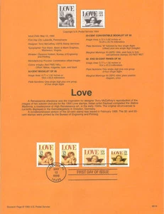 #9514 32c & 55c Love Angels #2957-2960 USPS Souvenir Page - Picture 1 of 1