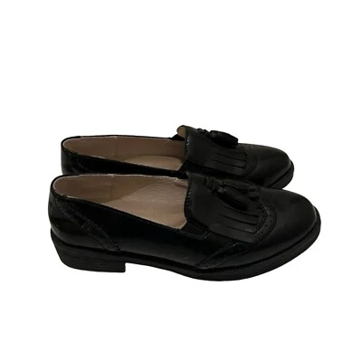 Mocasines Oxford Penny de cuero con borlas y punta de ala negros TRULAND para mujer 37 EUR US 6 Foto 1 de 4