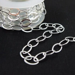 Sterling Silver Chain Wholesale , Big Flat Oval, 8X6mm Bulk Lots By The Foot - Picture 1 of 2