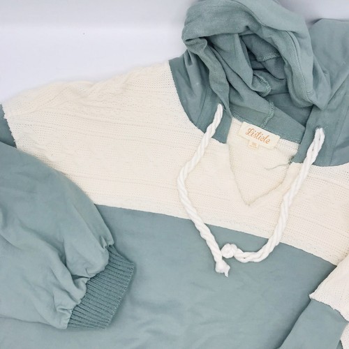 VETEMENTS Felpa con cappuccio donna Listicle morbida comoda verde salvia con pizzo soft touch taglia M