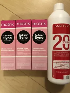 3 TUBES OF MATRIX SO COLOR SYNC HAIRCOLOR PLUS 16oz 20V DEVELOPER - Picture 1 of 3