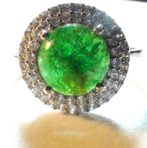 ELEGANT! 3,30 ct NATÜRLICHE QUALITÄT TSAVORIT GRANGRING 925 S. SILBER. GRÖSSE 9,5 - Bild 1 von 10