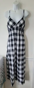 "She's Cool" Women's Black & White Gingham 100% Cotton Maxie Dress L - Picture 1 of 5