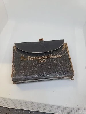1864 THE FREEMASON'S Monitor Book SICKELS, LEATHER, MASONIC, Freemasonry Manual - Image 1 of 4