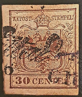 Italy RARE 1854 Sass.#30a. /30c. brown reddish type 2 machine paper CV $4000 - Image 1 of 2