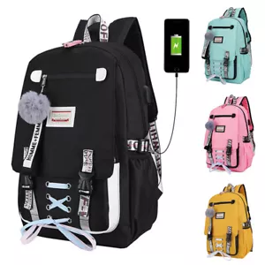 Zaino donna ragazza porta USB laptop viaggio tracolla scuola libro borsa zaino - Foto 1 di 21