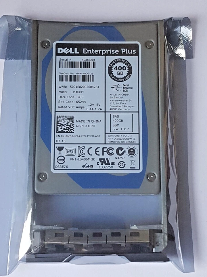 400 GB SAS Dell Enterprise Plus LB406M Dp/N : X10NT SSD 2.5 Hard Disk New + - Image 1 of 1