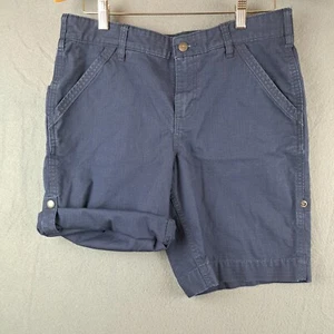 Carhartt Womens Carpenter Roll Up Shorts Sz 10 Original Fit Blue 104213 Rip Stop - Picture 1 of 11