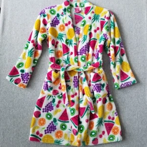 Candy Pink Soft Plush Kids Robe Vibrant Fruit Whimsical Brat Kawaii Pocket 7/8 - Picture 1 of 11