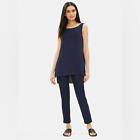 Eileen Fisher Woman Washable Stretch Crepe Pant in Ocean Size Extra Small.