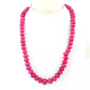 470.00 Cts Earth Mined Round Enhanced Ruby Carved Beads Necklace NK 01E35 - Picture 1 of 2
