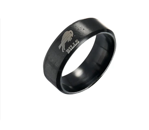 New Buffalo Bills Black Stainless Steel Engraved Ring Sizes 8 9 10 11 12 13 Cover