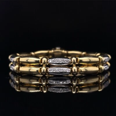 Chimento Double Row Diamond Link Bracelet 18K Two Tone Gold 27.65 Grams 7 Inches - Image 1 of 4