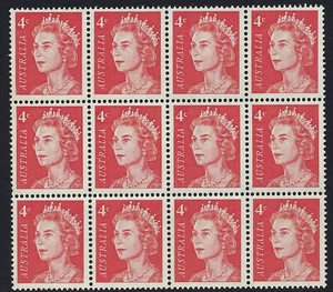 1966 Australia SG# 385 4c red QEII definitive block of 12 mint MUH MNH - Bild 1 von 2
