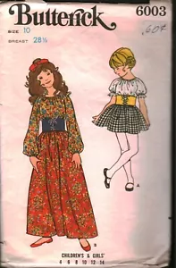 6003 Butterick Vintage Patrón de Costura Años 70 Niñas Vestido Suelto de Una Pieza - Imagen 1 de 2