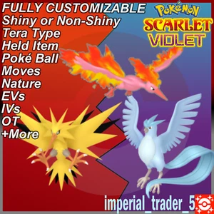 Pokémon Scarlet and Violet ✨ Shiny Legendary birds ✨ Bundle 6IV Customizable - Picture 1 of 1