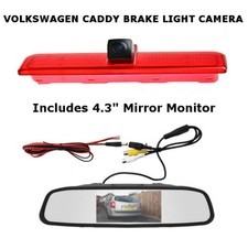 Brake Light Reversing Camera & Mirror Monitor For Volkswagen VW Caddy Van