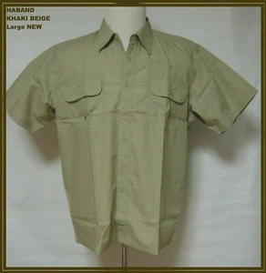 HABAND MEN'S SHORT SLEEVE SHIRT~5-UPPER POCKETS ~NEW VTG. Sz LG. TAN - Picture 1 of 8
