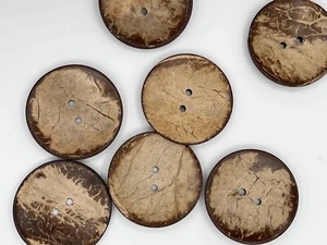 Pkg of 10 BROWN 2-hole Coconut Shell Buttons 1.5" (35mm) Scrapbook Craft - Picture 1 of 5