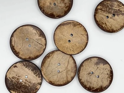 Pkg of 10 BROWN 2-hole Coconut Shell Buttons 1.5" (35mm) Scrapbook Craft - Image 1 of 4