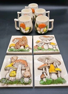 Arnels Retro Vintage 1980s Hand-painted Mushroom Mugs And Wall Mounts 3D Art - Picture 1 of 24