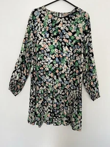 H & M Ladies Floral Dress Size UK L Long Sleeves - Picture 1 of 5