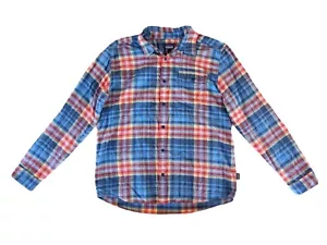 Patagonia Men's 100% Organic Cotton Long-Sleeve Blue Plaid Flannel Shirt - Large - Picture 1 of 10