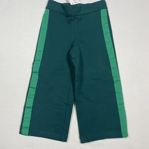 New Janie and Jack Baby Girl Wide Leg Pants Green Side Stripe Size 4 - Picture 1 of 3