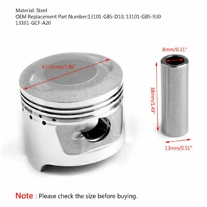 Piston Kit +0.25 For Honda XR70R CRF70F CT70 C70CWR 97~12 Bore Size 47.25mm E7 - Picture 1 of 4