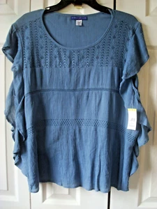 Ladies Gauze Blouse Blue Size XL Simply Styled NEW - Picture 1 of 2