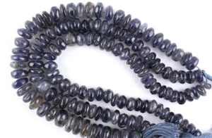 10"Long Natural Iolite Gemstone Smooth Rondelle Bead Size 9-10 MM Making Jewelry - Picture 1 of 4