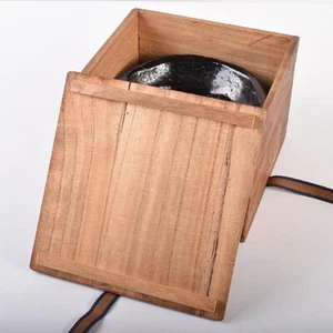 "Used"Tea Bowl Raku Kichizaemon 11th Keinyu Black Summer Chawan Box Tea Utensils - Picture 1 of 16