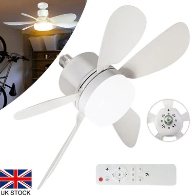 Modern Led Ceiling Fan w/Light Dimmable E27 Living Room Bedroom Fan Lamp 3 Speed - Image 1 of 4