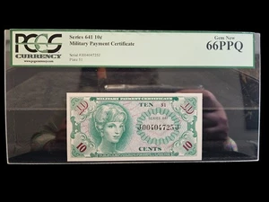 PCGS 66PPQ SERIE 641 10 CENT MILITÄR ZAHLUNGSZERTIFIKAT Lot#725J - Bild 1 von 2