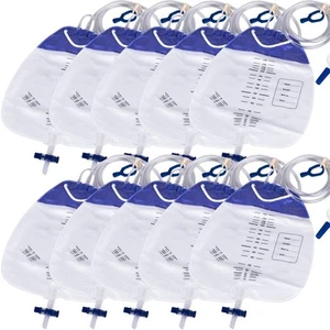10 Pack Urinary Drainage Bag with Anti-Reflux Chamber - 1500mL Urine Bags wit... - Picture 1 of 7