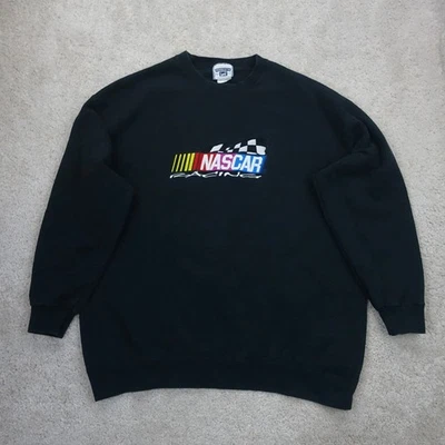 NASCAR Racing Sweatshirt Mens XXL Black Lee Premium Cotton Embroidered Car Flag - Image 1 of 4