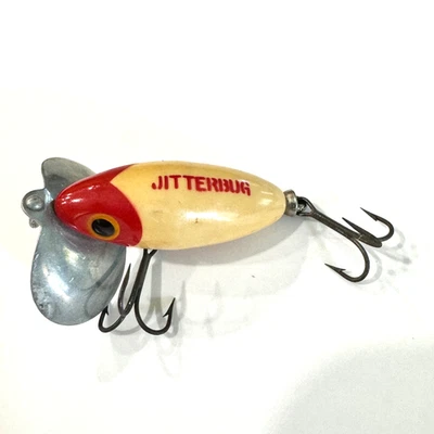 Винтажная приманка Arbogast Jitterbug - Red Head, Patd. Металлическая кромка - 1948 до середины 50-х - Изображение 1 из 4