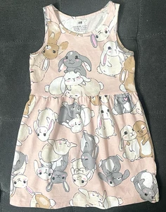 H&M Girls 3/4 Printed Bunny Rabbit Tank Dress - Picture 1 of 6