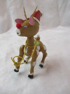 Vintage wood Christmas Ornament Rudolph Reindeer #37 - Picture 1 of 3