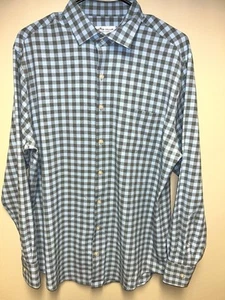 PETER MILLAR Summer Comfort Long Sleeve Button Medium Plaid Shirt Blue Men’s - Picture 1 of 5