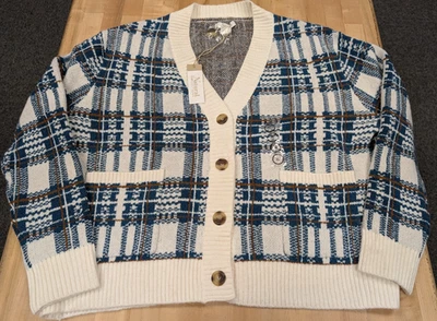 Cárdigan suéter a cuadros Natural Reflections para mujer XL azul legión Foto 1 de 4