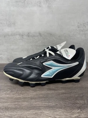 Botas de fútbol vintage Diadora Santos RTX 12 botines para mujer 9,5 negro blanco azul Foto 1 de 4